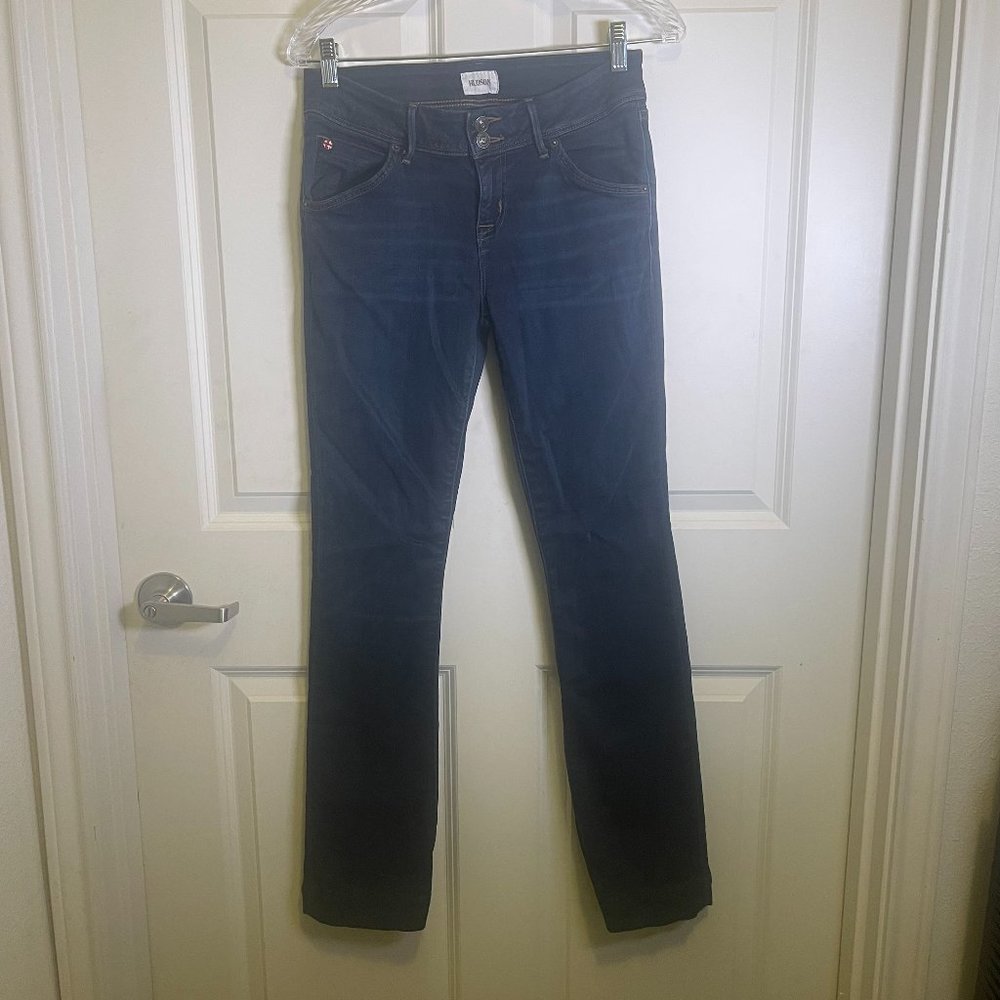 Hudson Jeans Beth Baby Boot Cut Mid Rise Shade 2 Size 28 Triangle Pocket.